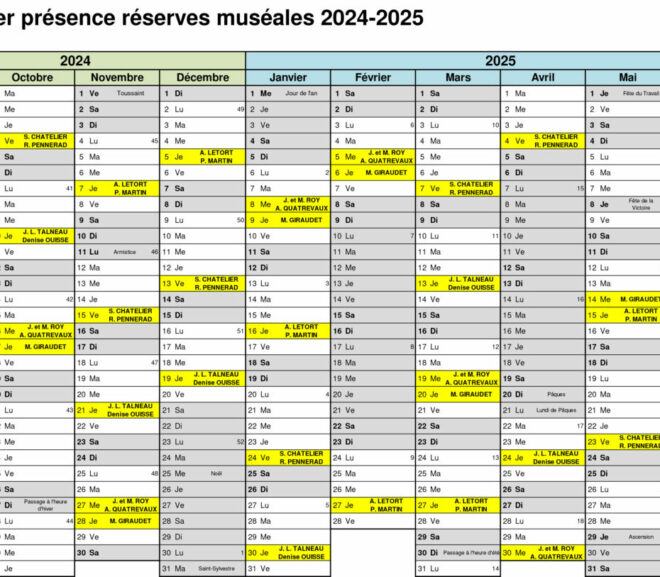 Planning de Présence aux Réserves Muséales Saison 2024-2025